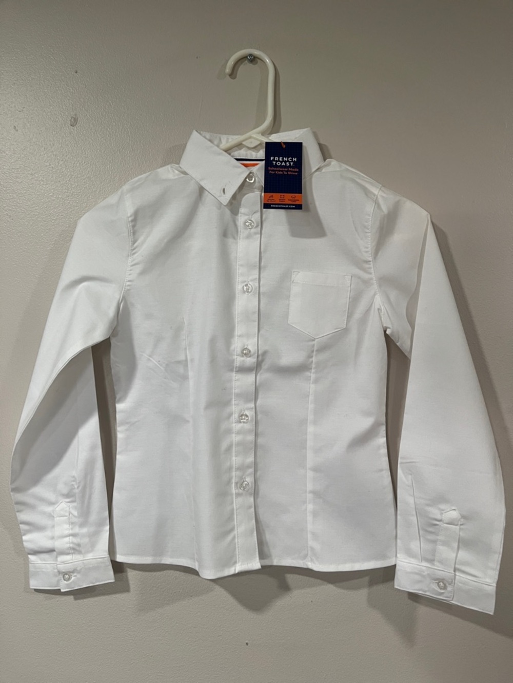 FRENCH TOAST Girls White Long Sleeve Uniform Blouse. Size 10. NWT